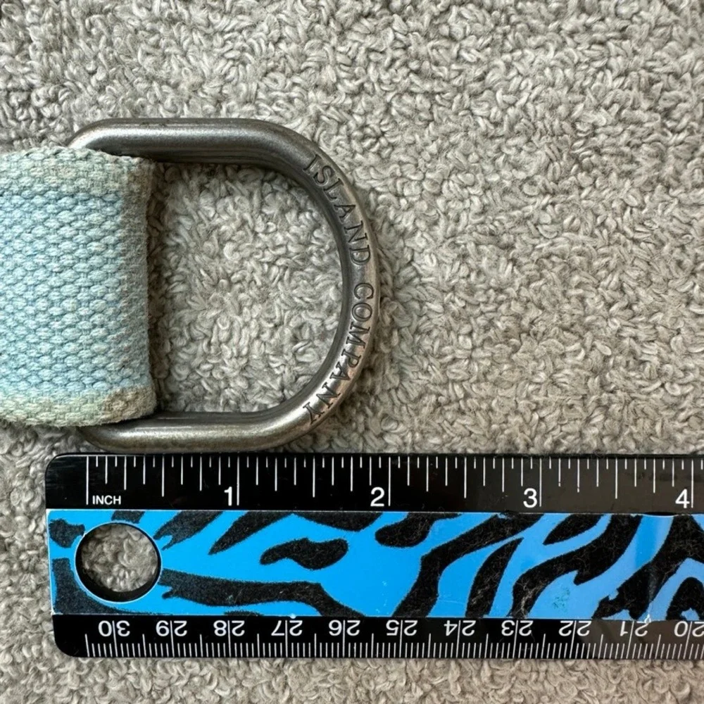 Island Company Mens XL Blue Cotton Canvas D-Ring Belt Nautical Coastal Frayed
